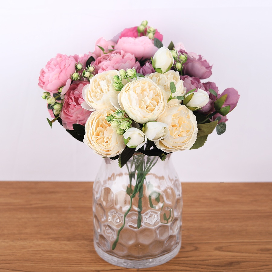 Silk Artificial Peony Flowers Set